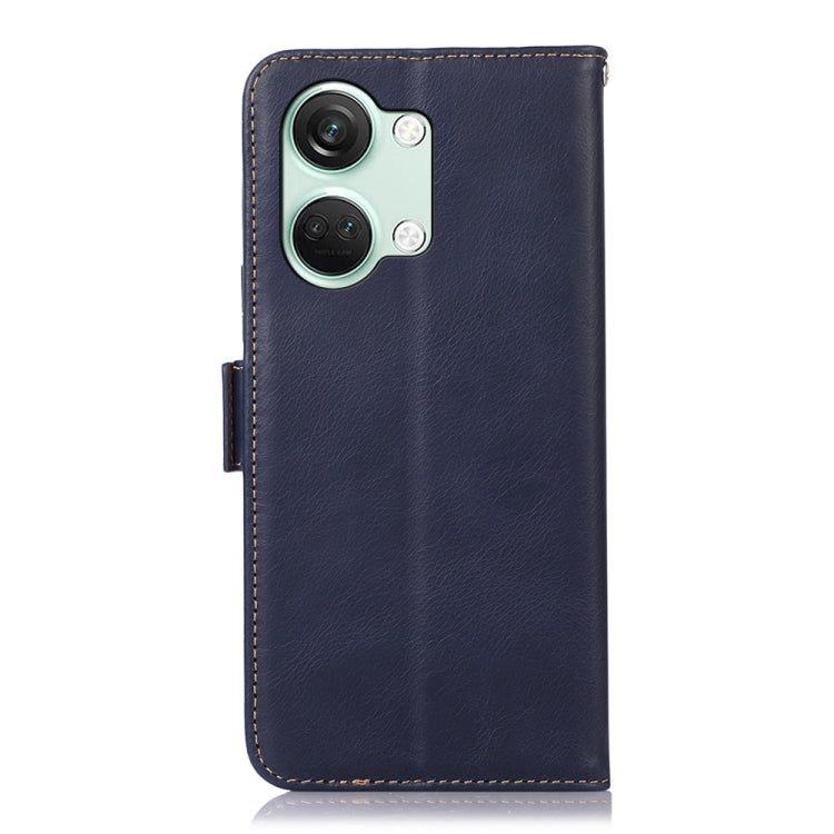 For OnePlus Nord 3 / Ace 2V Magnetic Crazy Horse Texture Genuine Leather RFID Phone Case(Blue) - OnePlus Cases by buy2fix | Online Shopping UK | buy2fix