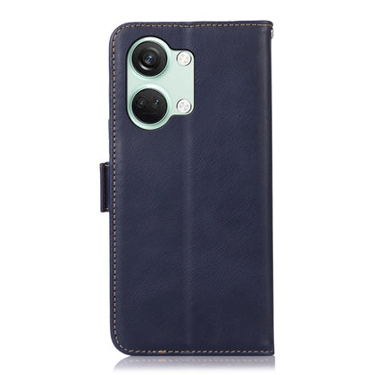 For OnePlus Nord 3 / Ace 2V Magnetic Crazy Horse Texture Genuine Leather RFID Phone Case(Blue) - OnePlus Cases by buy2fix | Online Shopping UK | buy2fix