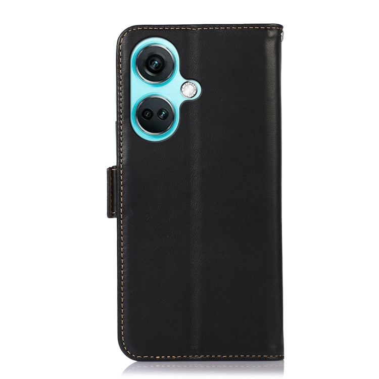 For OnePlus Nord CE3 5G Magnetic Crazy Horse Texture Genuine Leather RFID Phone Case(Black) - OnePlus Cases by buy2fix | Online Shopping UK | buy2fix