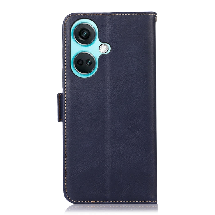 For OnePlus Nord CE3 5G Magnetic Crazy Horse Texture Genuine Leather RFID Phone Case(Blue) - OnePlus Cases by buy2fix | Online Shopping UK | buy2fix