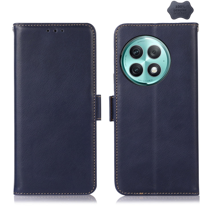For OnePlus Ace 2 Pro Magnetic Crazy Horse Texture Genuine Leather RFID Phone Case(Blue) - OnePlus Cases by buy2fix | Online Shopping UK | buy2fix