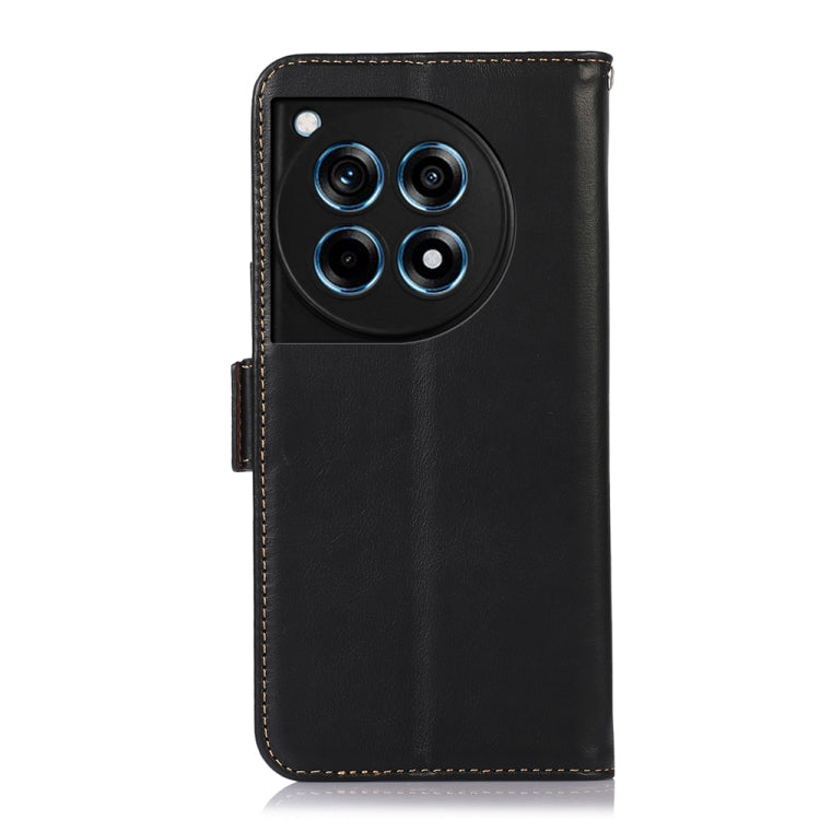 For OnePlus Ace 3 / 12R Magnetic Crazy Horse Texture Genuine Leather RFID Phone Case(Black) - OnePlus Cases by buy2fix | Online Shopping UK | buy2fix