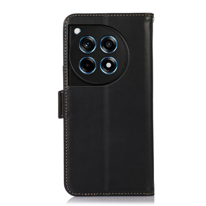 For OnePlus Ace 3 / 12R Magnetic Crazy Horse Texture Genuine Leather RFID Phone Case(Black) - OnePlus Cases by buy2fix | Online Shopping UK | buy2fix