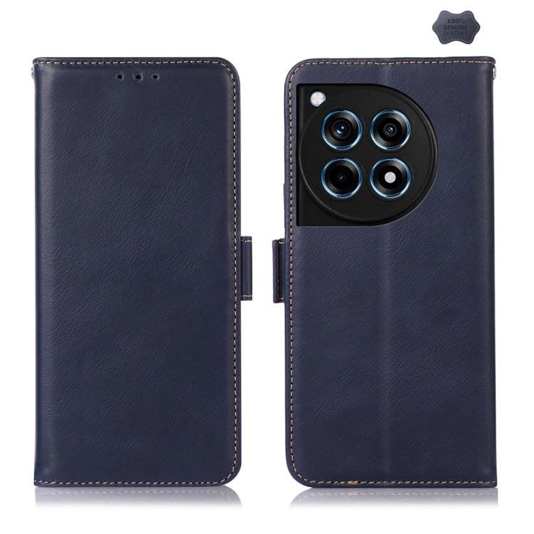 For OnePlus Ace 3 / 12R Magnetic Crazy Horse Texture Genuine Leather RFID Phone Case(Blue) - OnePlus Cases by buy2fix | Online Shopping UK | buy2fix