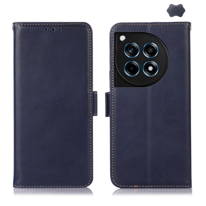 For OnePlus Ace 3 / 12R Magnetic Crazy Horse Texture Genuine Leather RFID Phone Case(Blue) - OnePlus Cases by buy2fix | Online Shopping UK | buy2fix