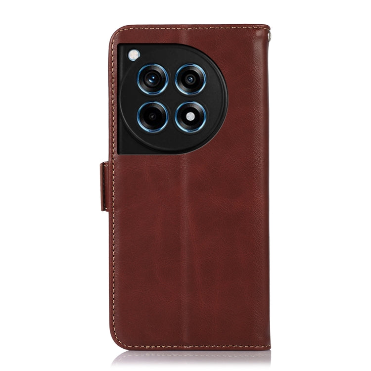 For OnePlus Ace 3 / 12R Magnetic Crazy Horse Texture Genuine Leather RFID Phone Case(Brown) - OnePlus Cases by buy2fix | Online Shopping UK | buy2fix