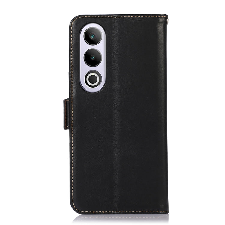 For OnePlus Nord CE4 5G Global Magnetic Crazy Horse Texture Genuine Leather RFID Phone Case(Black) - OnePlus Cases by buy2fix | Online Shopping UK | buy2fix
