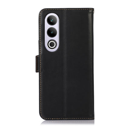 For OnePlus Nord CE4 5G Global Magnetic Crazy Horse Texture Genuine Leather RFID Phone Case(Black) - OnePlus Cases by buy2fix | Online Shopping UK | buy2fix