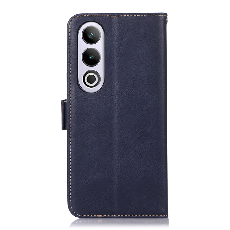 For OnePlus Nord CE4 5G Global Magnetic Crazy Horse Texture Genuine Leather RFID Phone Case(Blue) - OnePlus Cases by buy2fix | Online Shopping UK | buy2fix