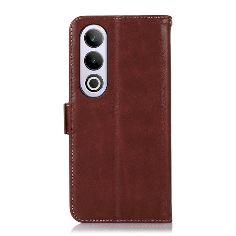 For OnePlus Nord CE4 5G Global Magnetic Crazy Horse Texture Genuine Leather RFID Phone Case(Brown) - OnePlus Cases by buy2fix | Online Shopping UK | buy2fix