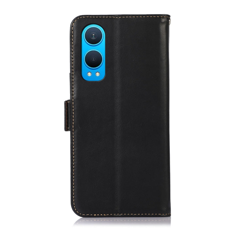 For OnePlus Nord CE4 Lite Magnetic Crazy Horse Texture Genuine Leather RFID Phone Case(Black) - OnePlus Cases by buy2fix | Online Shopping UK | buy2fix