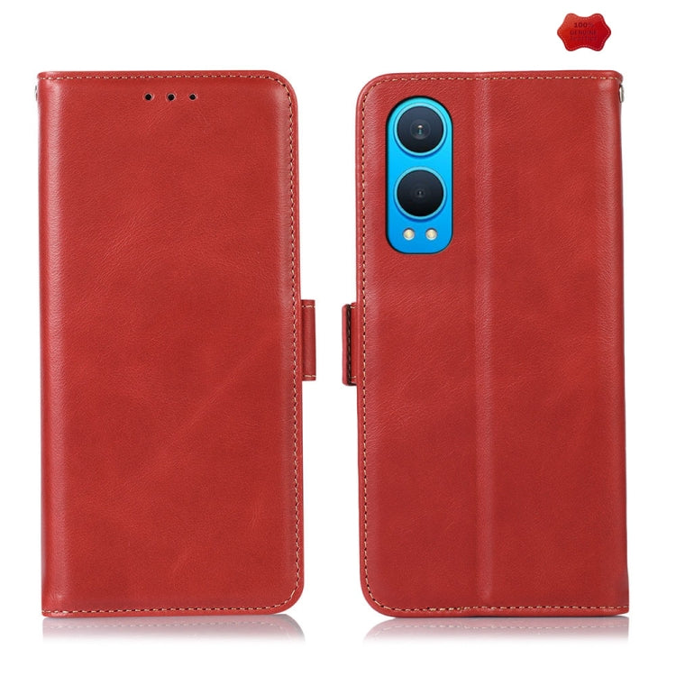 For OnePlus Nord CE4 Lite Magnetic Crazy Horse Texture Genuine Leather RFID Phone Case(Red) - OnePlus Cases by buy2fix | Online Shopping UK | buy2fix