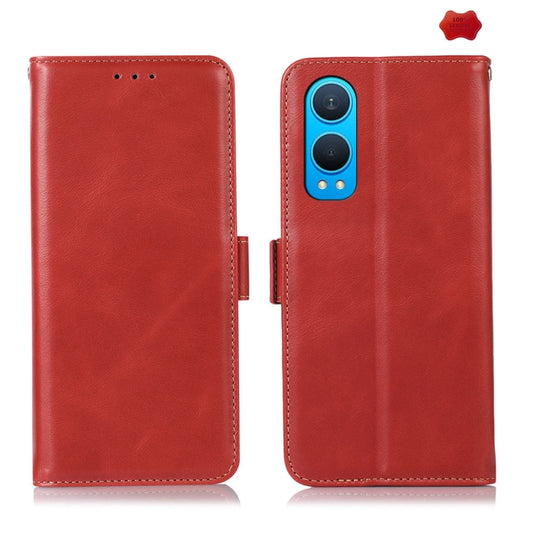 For OnePlus Nord CE4 Lite Magnetic Crazy Horse Texture Genuine Leather RFID Phone Case(Red) - OnePlus Cases by buy2fix | Online Shopping UK | buy2fix