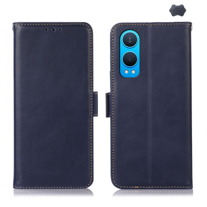 For OnePlus Nord CE4 Lite Magnetic Crazy Horse Texture Genuine Leather RFID Phone Case(Blue) - Nord CE4 Lite Cases by buy2fix | Online Shopping UK | buy2fix