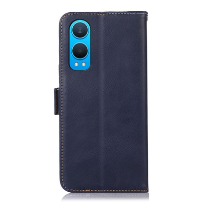 For OnePlus Nord CE4 Lite Magnetic Crazy Horse Texture Genuine Leather RFID Phone Case(Blue) - Nord CE4 Lite Cases by buy2fix | Online Shopping UK | buy2fix