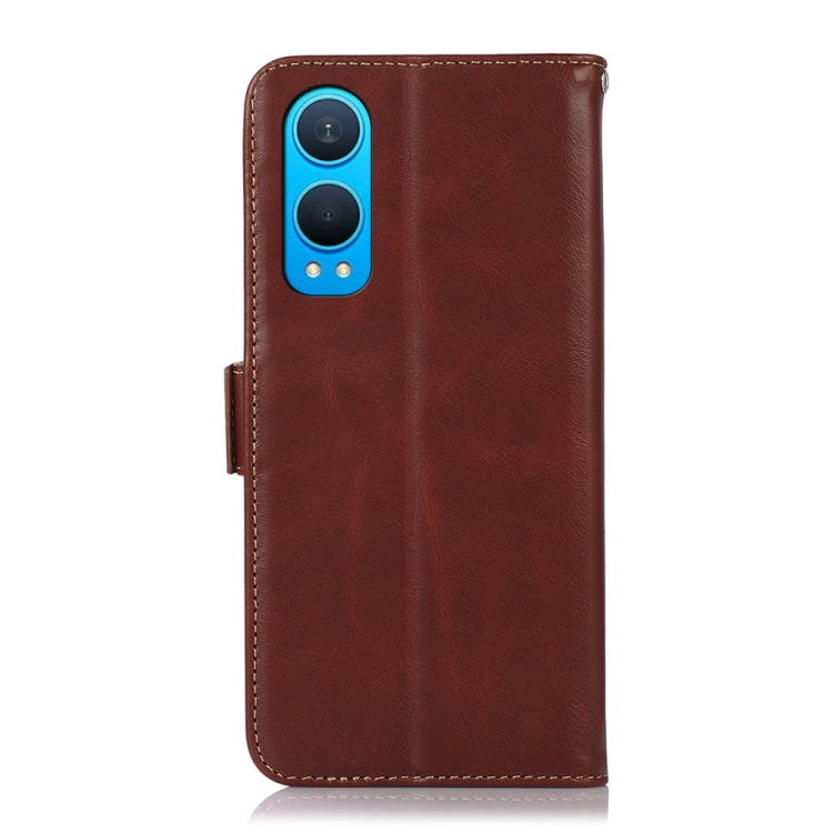For OnePlus Nord CE4 Lite Magnetic Crazy Horse Texture Genuine Leather RFID Phone Case(Brown) - OnePlus Cases by buy2fix | Online Shopping UK | buy2fix