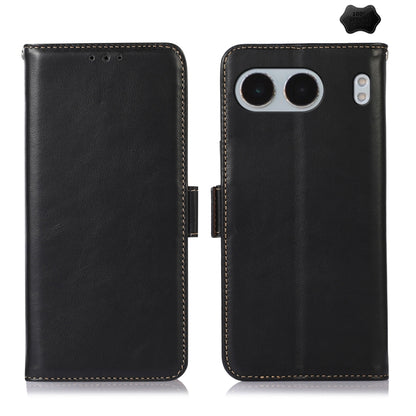 For OnePlus Nord 4 Magnetic Crazy Horse Texture Genuine Leather RFID Phone Case(Black) - OnePlus Cases by buy2fix | Online Shopping UK | buy2fix