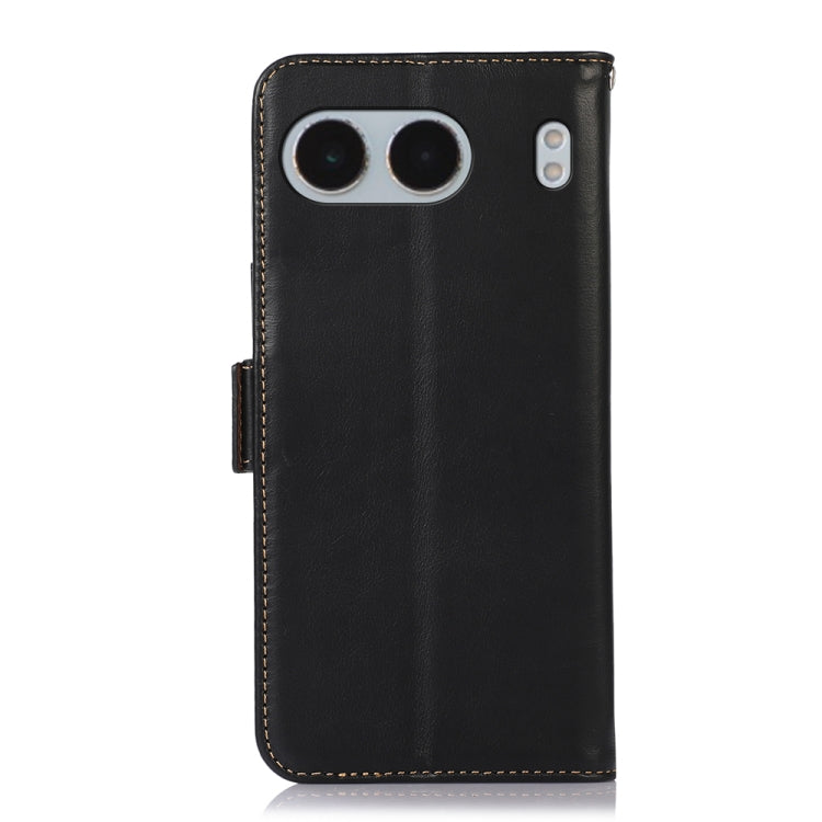 For OnePlus Nord 4 Magnetic Crazy Horse Texture Genuine Leather RFID Phone Case(Black) - OnePlus Cases by buy2fix | Online Shopping UK | buy2fix