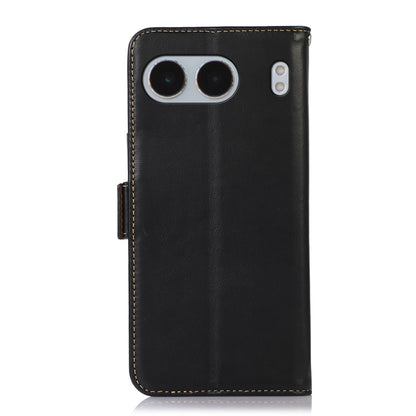 For OnePlus Nord 4 Magnetic Crazy Horse Texture Genuine Leather RFID Phone Case(Black) - OnePlus Cases by buy2fix | Online Shopping UK | buy2fix