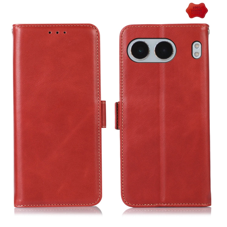 For OnePlus Nord 4 Magnetic Crazy Horse Texture Genuine Leather RFID Phone Case(Red) - Nord 4 Cases by buy2fix | Online Shopping UK | buy2fix