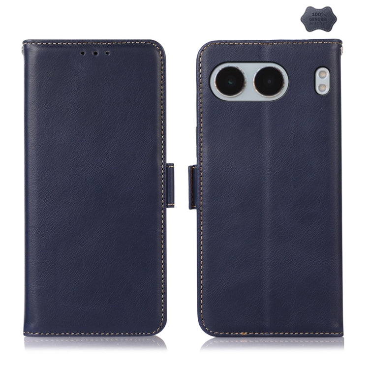 For OnePlus Nord 4 Magnetic Crazy Horse Texture Genuine Leather RFID Phone Case(Blue) - Nord 4 Cases by buy2fix | Online Shopping UK | buy2fix