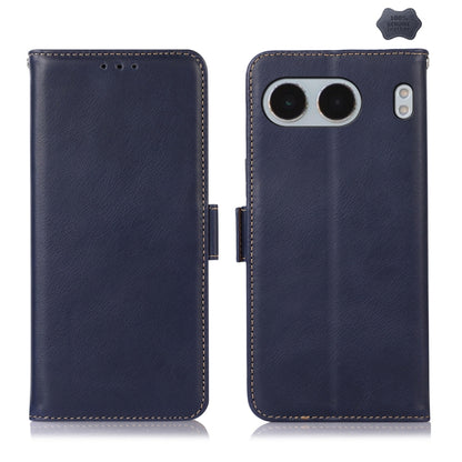 For OnePlus Nord 4 Magnetic Crazy Horse Texture Genuine Leather RFID Phone Case(Blue) - Nord 4 Cases by buy2fix | Online Shopping UK | buy2fix