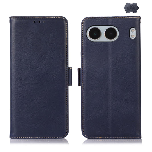 For OnePlus Nord 4 Magnetic Crazy Horse Texture Genuine Leather RFID Phone Case(Blue) - Nord 4 Cases by buy2fix | Online Shopping UK | buy2fix