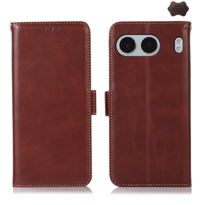 For OnePlus Nord 4 Magnetic Crazy Horse Texture Genuine Leather RFID Phone Case(Brown) - Nord 4 Cases by buy2fix | Online Shopping UK | buy2fix