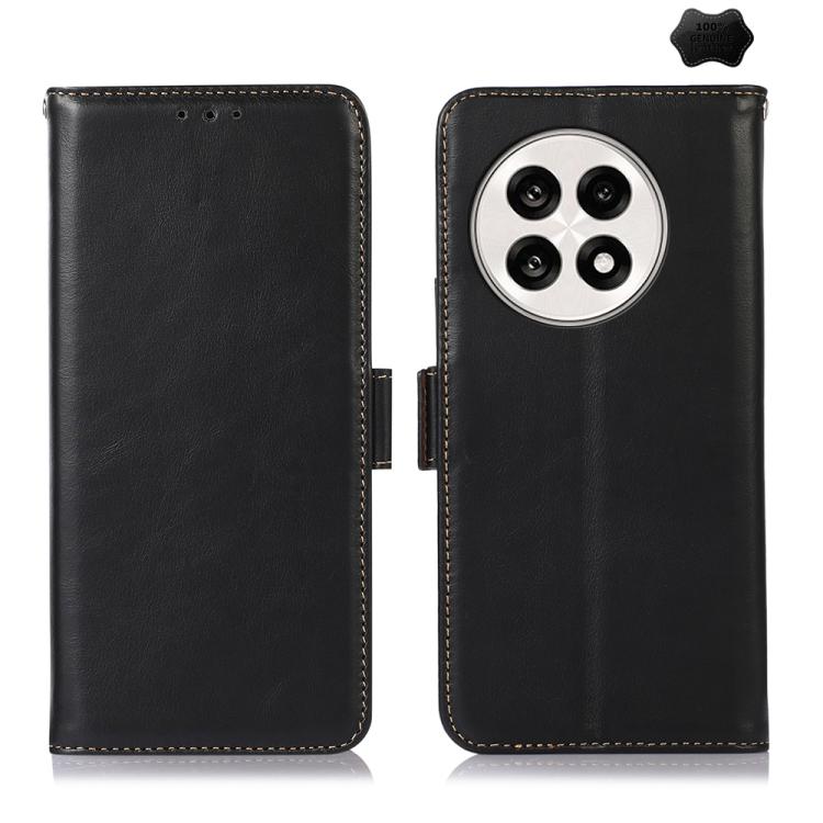 For OnePlus Ace 5 Pro / Ace 5 Magnetic Crazy Horse Texture Genuine Leather RFID Phone Case(Black) - Ace 5 Cases by buy2fix | Online Shopping UK | buy2fix