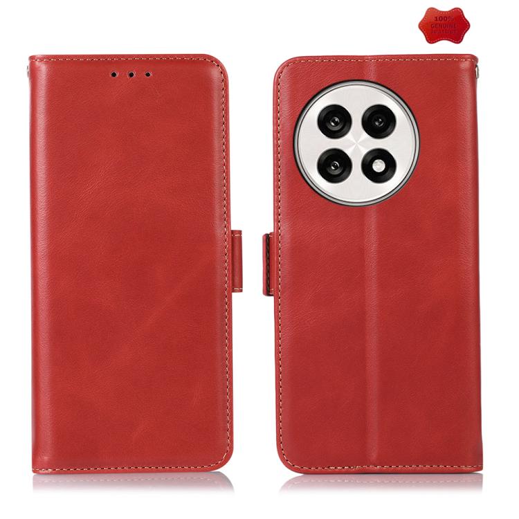 For OnePlus Ace 5 Pro / Ace 5 Magnetic Crazy Horse Texture Genuine Leather RFID Phone Case(Red) - Ace 5 Cases by buy2fix | Online Shopping UK | buy2fix