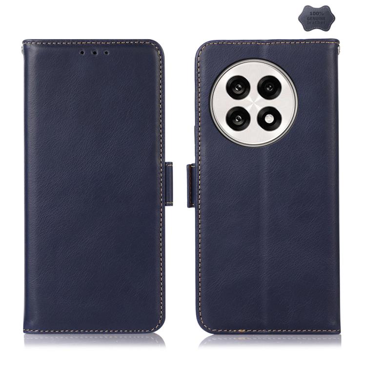 For OnePlus Ace 5 Pro / Ace 5 Magnetic Crazy Horse Texture Genuine Leather RFID Phone Case(Blue) - Ace 5 Cases by buy2fix | Online Shopping UK | buy2fix