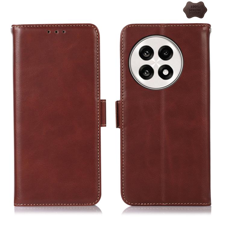 For OnePlus Ace 5 Pro / Ace 5 Magnetic Crazy Horse Texture Genuine Leather RFID Phone Case(Brown) - Ace 5 Cases by buy2fix | Online Shopping UK | buy2fix