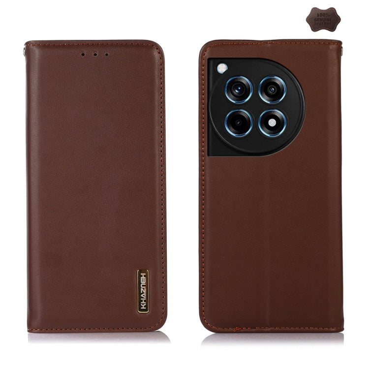 For OnePlus Ace 3 / 12R KHAZNEH Nappa Top Layer Cowhide Leather Phone Case(Brown) - OnePlus Cases by buy2fix | Online Shopping UK | buy2fix