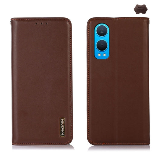 For OnePlus Nord CE4 Lite KHAZNEH Nappa Top Layer Cowhide Leather Phone Case(Brown) - OnePlus Cases by buy2fix | Online Shopping UK | buy2fix