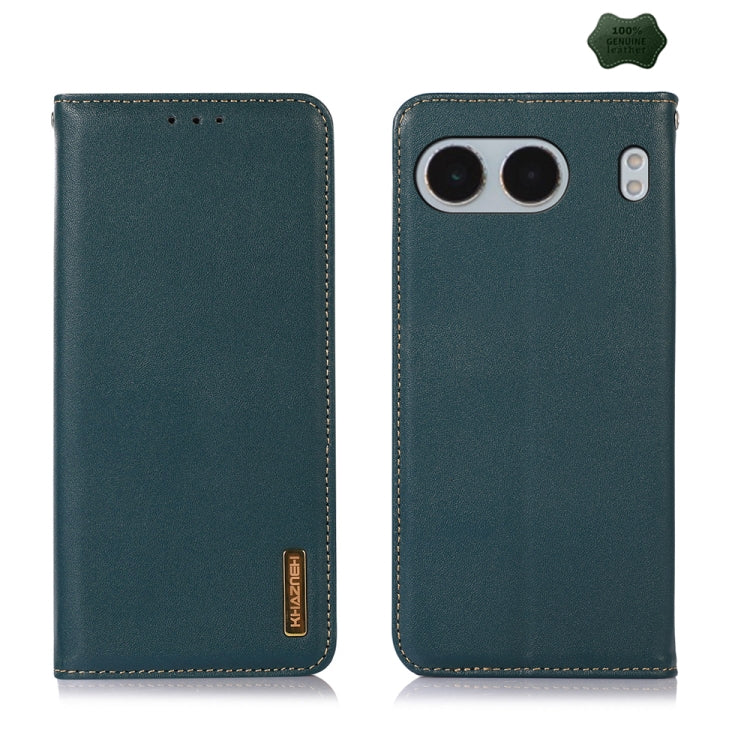 For OnePlus Nord 4 KHAZNEH Nappa Top Layer Cowhide Leather Phone Case(Green) - Nord 4 Cases by buy2fix | Online Shopping UK | buy2fix