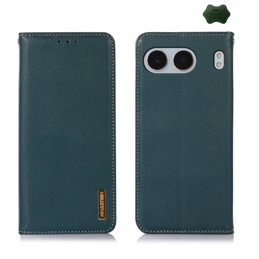 For OnePlus Nord 4 KHAZNEH Nappa Top Layer Cowhide Leather Phone Case(Green) - Nord 4 Cases by buy2fix | Online Shopping UK | buy2fix