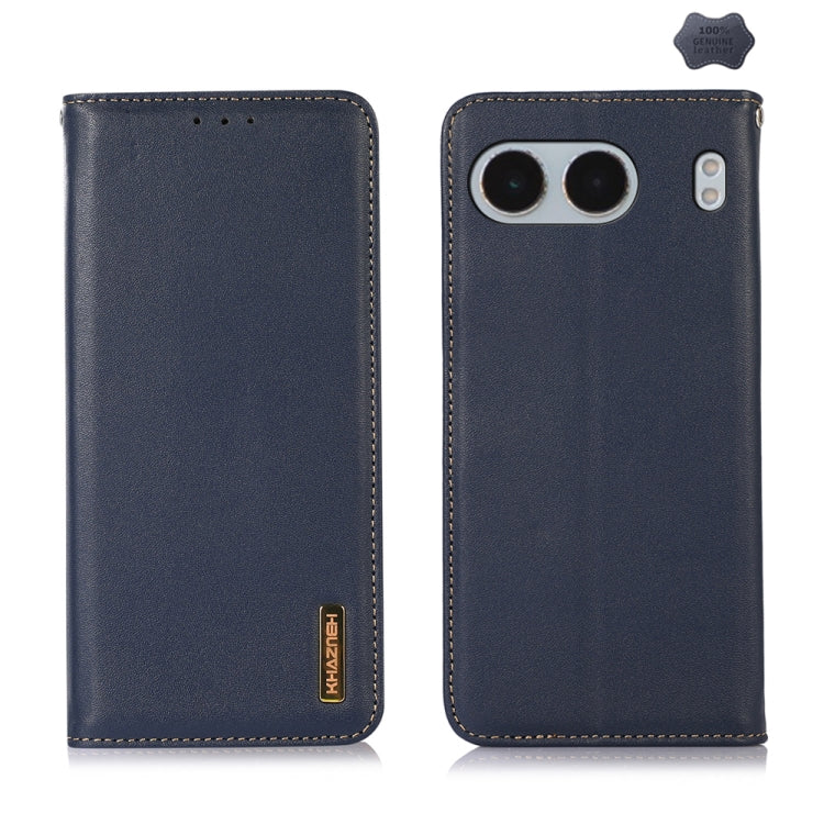 For OnePlus Nord 4 KHAZNEH Nappa Top Layer Cowhide Leather Phone Case(Blue) - Nord 4 Cases by buy2fix | Online Shopping UK | buy2fix