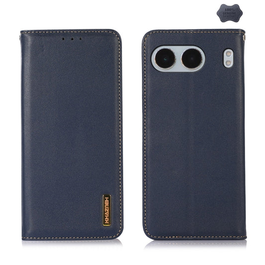 For OnePlus Nord 4 KHAZNEH Nappa Top Layer Cowhide Leather Phone Case(Blue) - Nord 4 Cases by buy2fix | Online Shopping UK | buy2fix