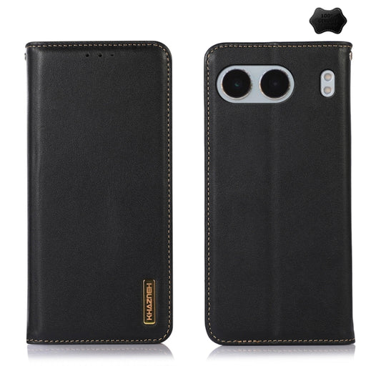 For OnePlus Nord 4 KHAZNEH Nappa Top Layer Cowhide Leather Phone Case(Black) - Nord 4 Cases by buy2fix | Online Shopping UK | buy2fix