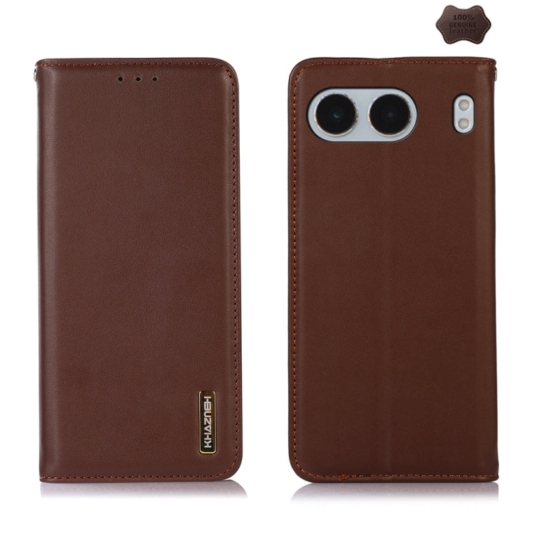 For OnePlus Nord 4 KHAZNEH Nappa Top Layer Cowhide Leather Phone Case(Brown) - Nord 4 Cases by buy2fix | Online Shopping UK | buy2fix