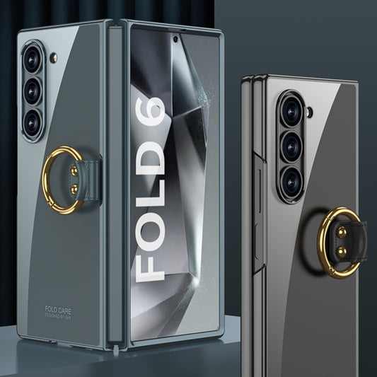 For Samsung Galaxy Z Fold6 GKK Electroplating Phone Case with Ring(Green) by GKK