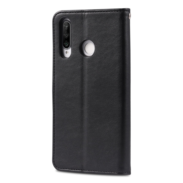 For Huawei P30 Lite / Nova 4E AZNS Sheepskin Texture Horizontal Flip Leather Case with Holder & Card Slots & Wallet(Black) - Huawei Cases by AZNS | Online Shopping UK | buy2fix