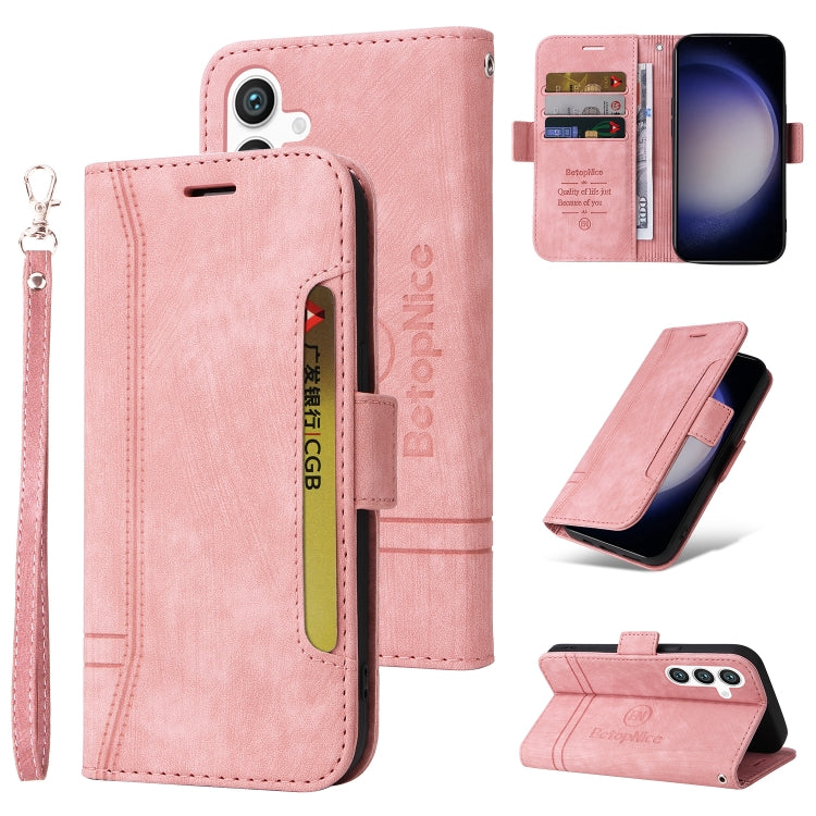 For Samsung Galaxy S24+ BETOPNICE Dual-side Buckle Leather Phone Case(Pink) - Galaxy Phone Cases by BETOPNICE | Online Shopping UK | buy2fix