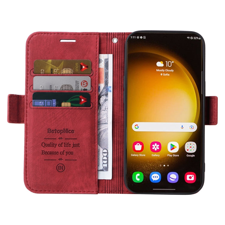 For Samsung Galaxy S24 Ultra BETOPNICE Dual-side Buckle Leather Phone Case(Red) - Galaxy Phone Cases by BETOPNICE | Online Shopping UK | buy2fix