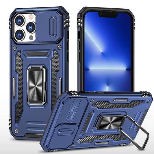 For iPhone 15 Pro Max Armor PC + TPU Camera Shield Phone Case(Navy Blue) by buy2fix