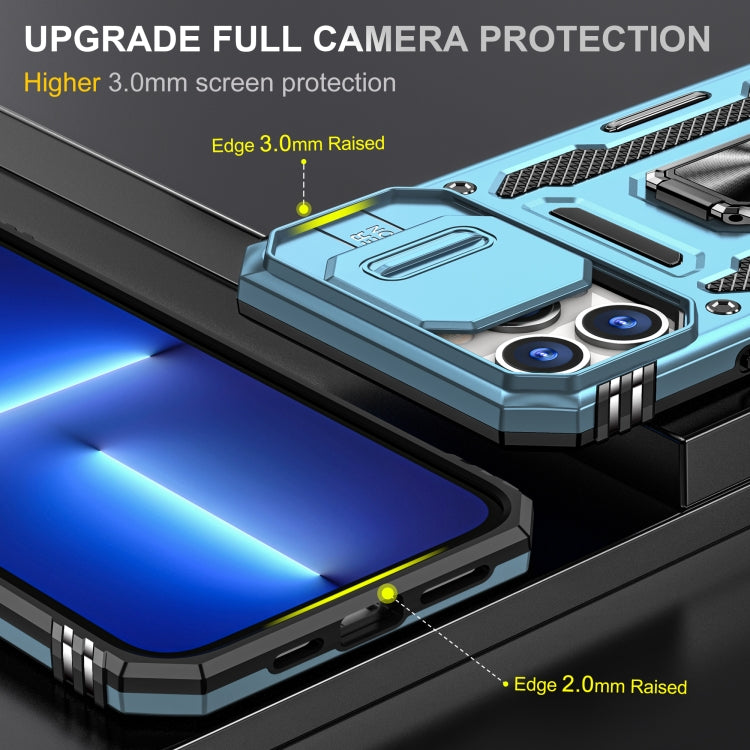 For iPhone 15 Pro Max Armor PC + TPU Camera Shield Phone Case(Light Blue) by buy2fix