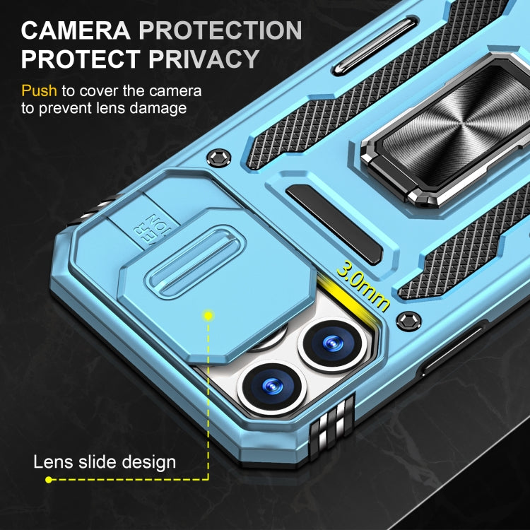 For iPhone 15 Pro Max Armor PC + TPU Camera Shield Phone Case(Light Blue) by buy2fix