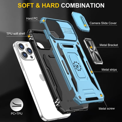 For iPhone 15 Pro Max Armor PC + TPU Camera Shield Phone Case(Light Blue) by buy2fix
