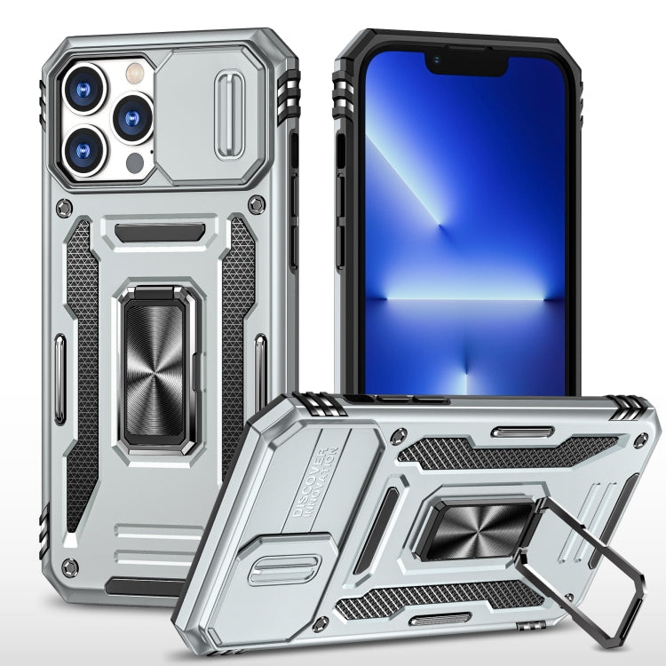 For iPhone 15 Pro Armor PC + TPU Camera Shield Phone Case(Grey) by buy2fix
