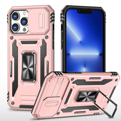 For iPhone 15 Pro Armor PC + TPU Camera Shield Phone Case(Rose Gold) by buy2fix